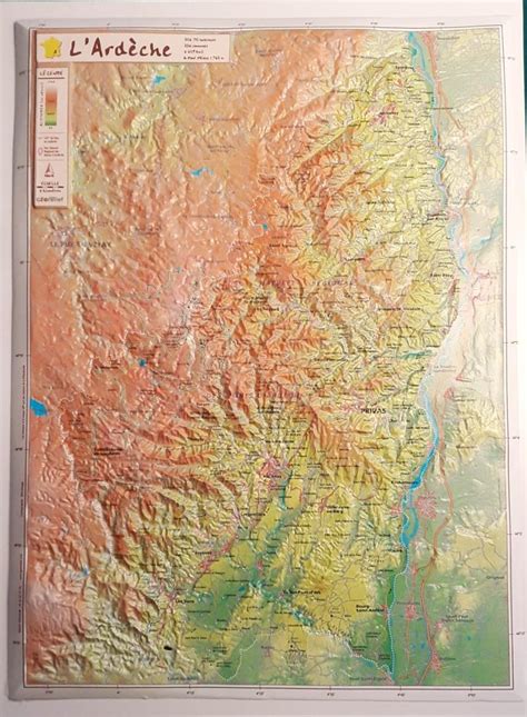 carte en relief de lardeche  cm georelief