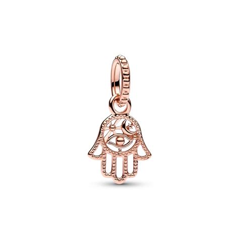 Pandora 14k Rose Gold-Plated Protective Hamsa Hand Dangle Charm ...