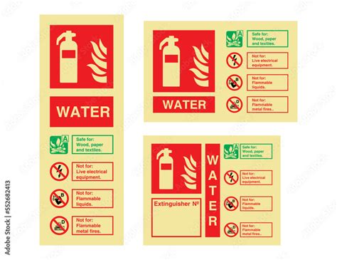 Fire Extinguisher Identification Water Sign International Fire Control And Safety Signs