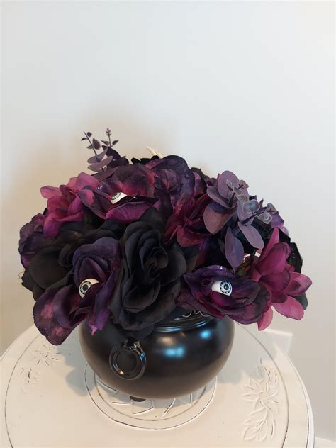 Halloween Cauldron Centerpiece Witchy Arrangement Eyeball Halloween