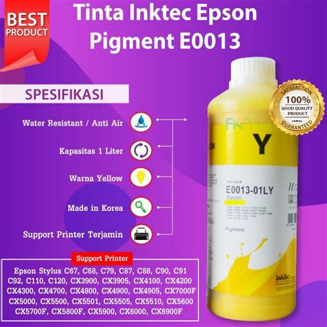 Jual Tinta Pigment Inktec E0013 For Epson 1 Liter Black Color