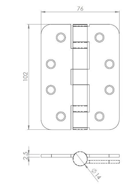 Butt Hinge 102 X 76 X 25 Mm Ball Bearing Grade 13 Stainless Steel Eurospec Pack Of 3