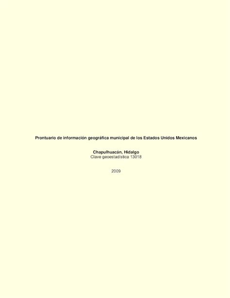 PDF Prontuario de Información Geográfica Municipal Fuente INEGI