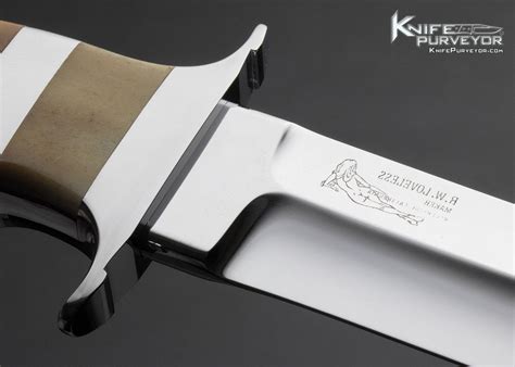 Bob Loveless Custom Knife J M Double Nude Logo Amber Stag Jr Bear Subhilt Fighter Knife Purveyor