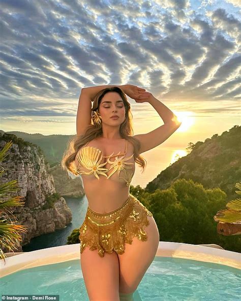 Demi Rose Sets Pulses Racing As She Shows Off Her Incredible Figure In Skimpy Gold Bikini