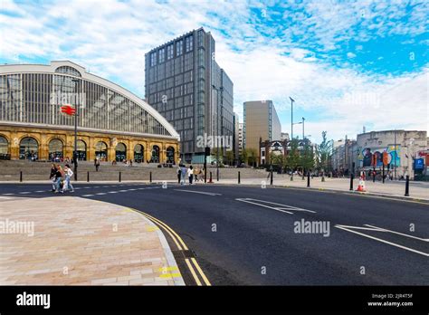 Lime Street And The Lime Streettrain Station In Liverpool The Road