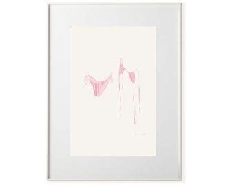 Skinny Dip Stripe Pink Stripe Bikini Line Drawing Line Drawing Art