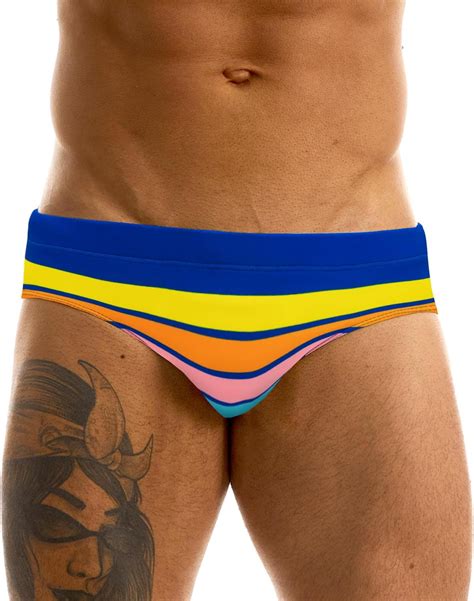 Mizok Men S Sexy Prints Swimming Bikini Low Rise Swimwear Brief Amazon