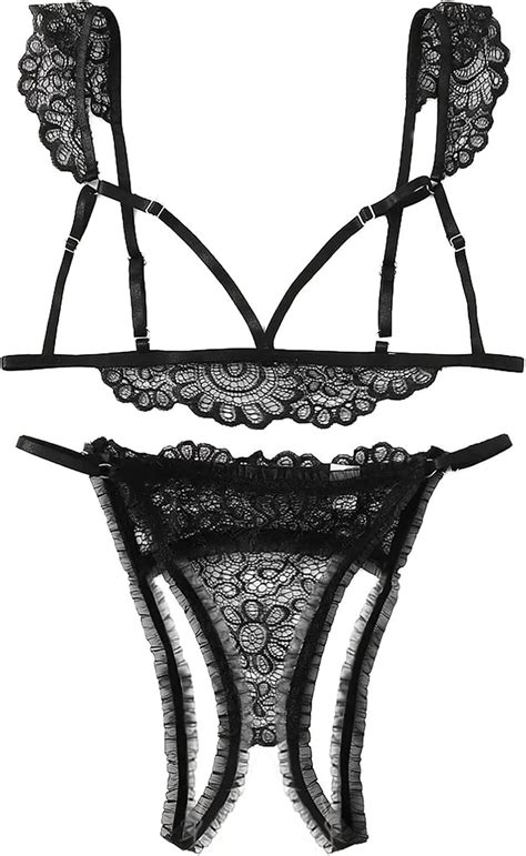 Lingerie Sexy Grande Taille Pour Femme Dos Nu Col En V Lingerie En Dentelle Nuisette En V