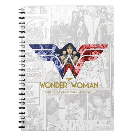 Wonder Woman Crossed Arms In Logo Collage Notebook In 2022