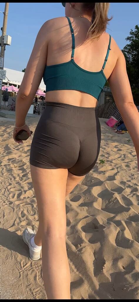 Tall Blonde Pawg Babe In Tight Grey Short Shorts At Beach Part Oc Short Shorts Volleyball