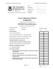 MATH 3090 Final Exam Solution Pdf Semester One Final Examinations