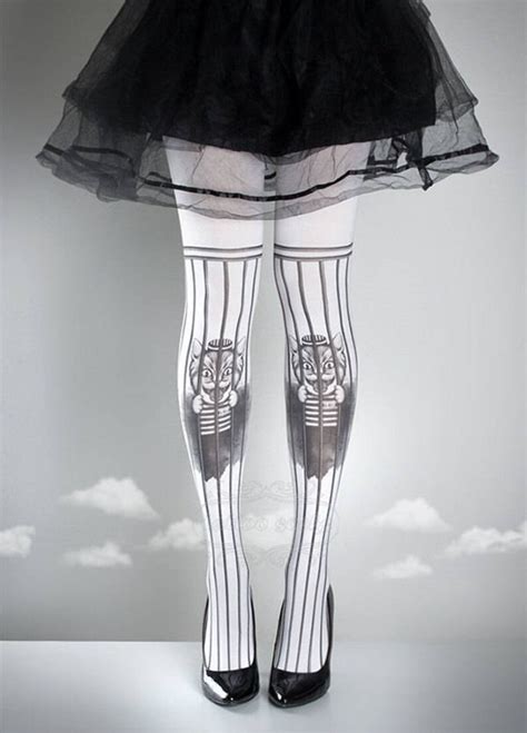 Free Pussy Riot Tattoo Tights Black White Printed Tights Etsy