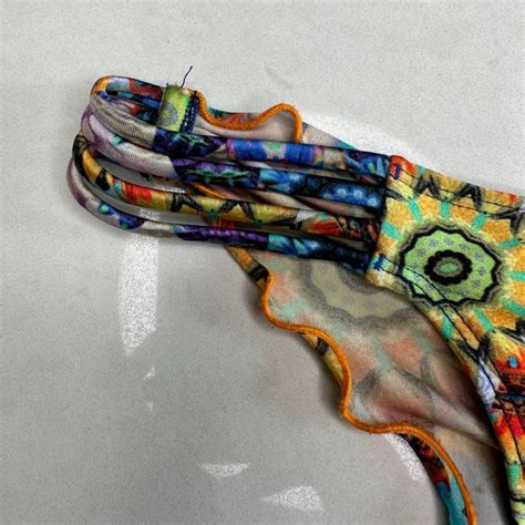 Luli Fama Swim Luli Fama Colorful Floral Beach Casual Summer Beaded Rhinestone Bikini M