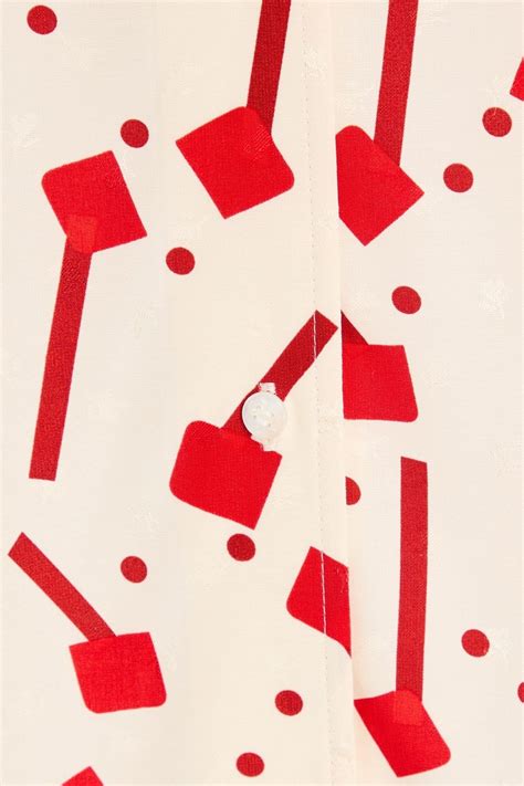 TORY BURCH Pussy Bow Printed Jacquard Blouse THE OUTNET