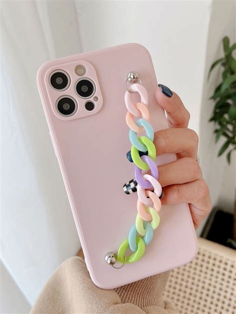 Plain Phone Case With Chain Hand Strap Pretty Iphone Cases Chic