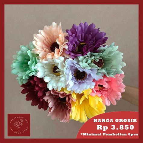 Jual Artificial Flower Daisy Bunga Palsu Plastik Buatan Dekorasi Pesta