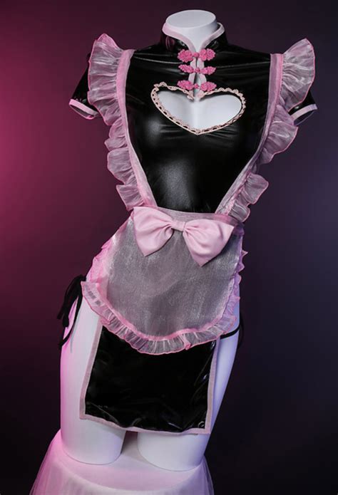 Pink Heart Cutout Cheongsam Lingerie Dress Kelline