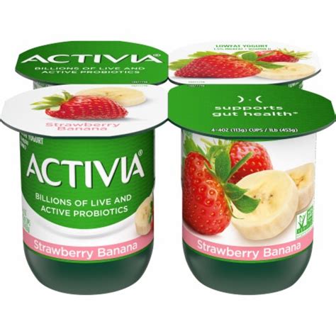 Dannon Activia Strawberry Banana Probiotic Lowfat Yogurt 4 Count, 16 oz - Fred Meyer