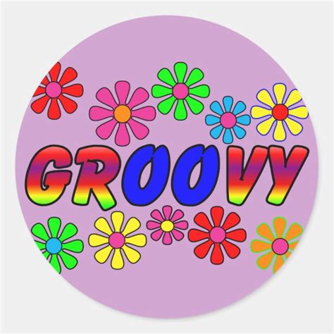 Groovy S Retro Flower Power Gifts Classic Round Sticker Zazzle