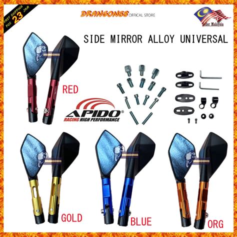 UNIVERSAL SIDE MIRROR ALLOY CNC MOTORCYCLE APIDO CERMIN SISI MOTOR