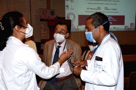 Tata Memorial Hospital Doctors during press conference on Breast Cancer Examination, Parel in ...