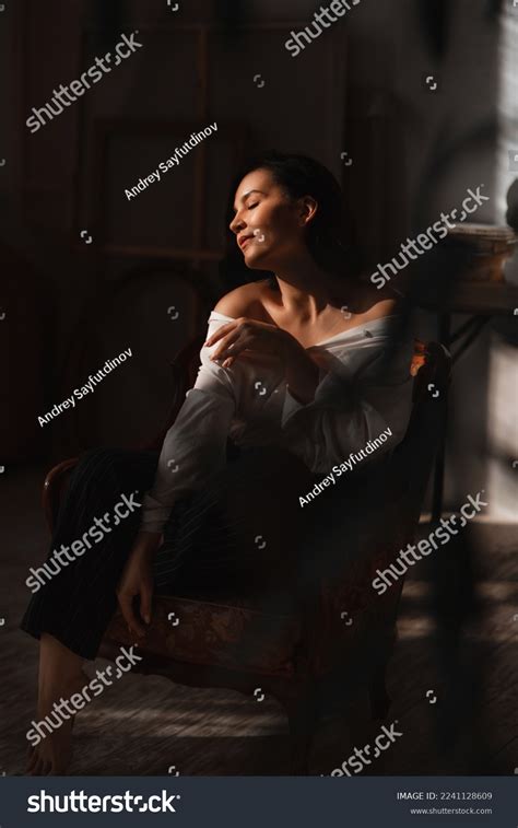 Sexy Attractive Relaxed Brunette Woman White Stock Photo 2241128609 Shutterstock