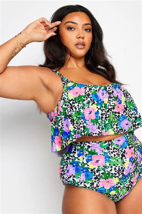 YOURS Curve White Floral Dalmatian Print Super High Waisted Tummy Control Bikini Briefs Yours