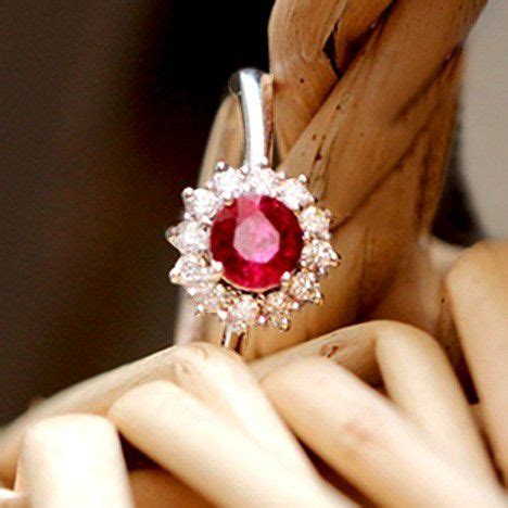 "925 Silver Plated Oval Sun Flower Red Elegant Ruby Ring for …