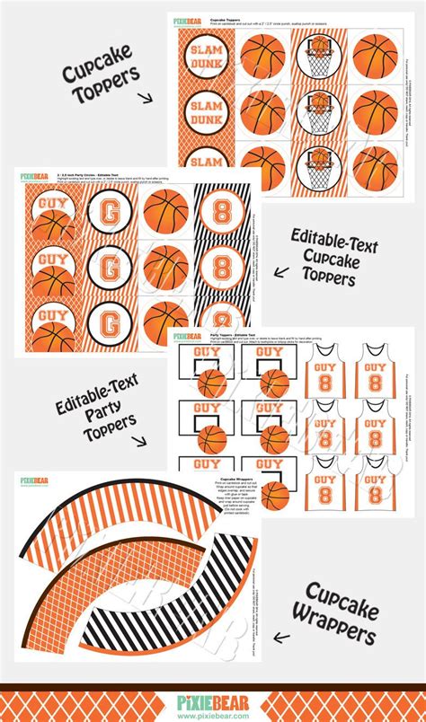 "Basketball Party printable cupcake toppers or stickers for your March