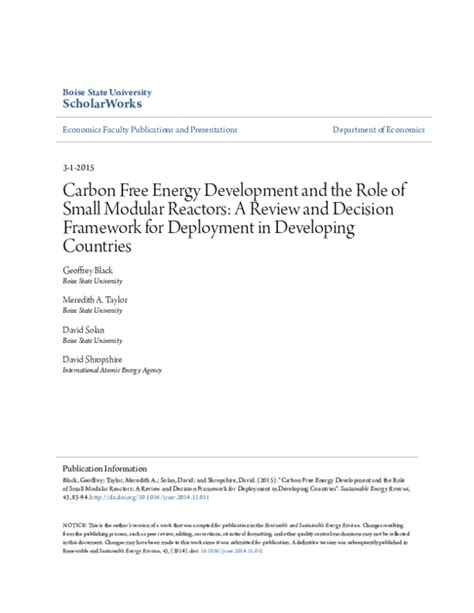 "Carbon Free Energy Development and the Role of Small