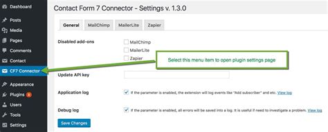 "Contact Form 7 Connector WordPress plugin" documentation