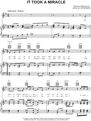 "It Took a Miracle" Sheet Music - 2 Arrangements Available …