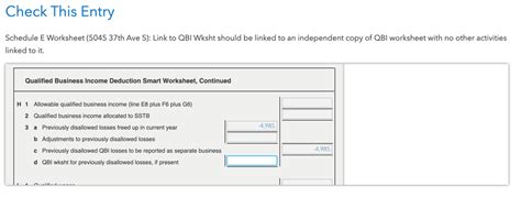 "Link to QBI Wksht should be linked to an independent copy of …