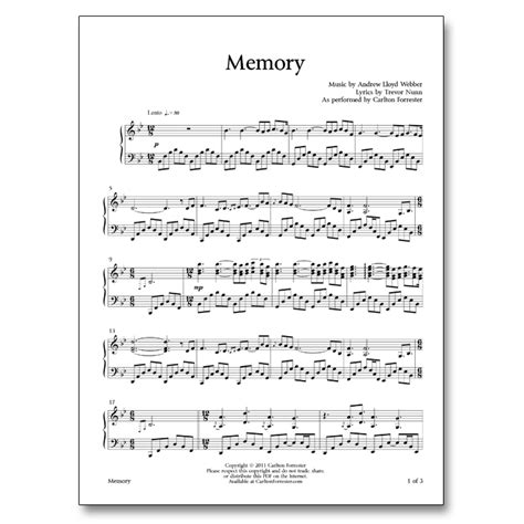 "Memory" Sheet Music - 61 Arrangements Available Instantly