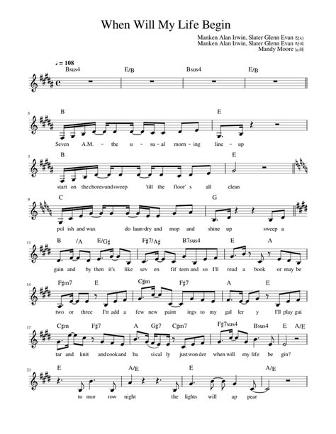 "When Will My Life Begin" Sheet Music - Musicnotes.com