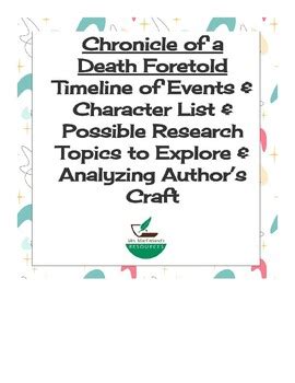 "chronicle Of A Death Foretold" Teaching Resources TPT