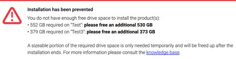 "do not have enough free drive space to install the products." …