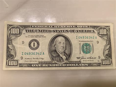 $100 bill from 1985. The Great Seal Over Time. The Great Seal of the United States is a key element of the $100 bill, appearing on both the front and the back. The front of the bill features a small version of the Great Seal, while the back showcases an enlarged version. The Great Seal consists of an eagle, a shield, and various symbols representing the values and ... 