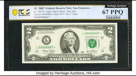 Most uncirculated, MS 63-graded $2 2017 bills issue are valued at around $4. The Federal Bank of Minneapolis values MS 63 uncirculated bills at around $20. According to The Philadelphia Federal Reserve Bank, If it is in MS 63 condition and has never been used, a $ 2-star note from the 2017A series is worth roughly $4.