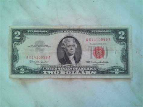 $2 bill with red print. 1. 1953 $2 Legal Tender. 2. 1953A $2 Legal Tender. 3. 1953B $2 Legal Tender. 4. 1953C $2 Legal Tender. Other $2 Bills. No Obligations Offers and Appraisals. Please submit a good photo or scan. It will be identified and evaluated. Understand there may be subtle differences between the image you see above and your note. 