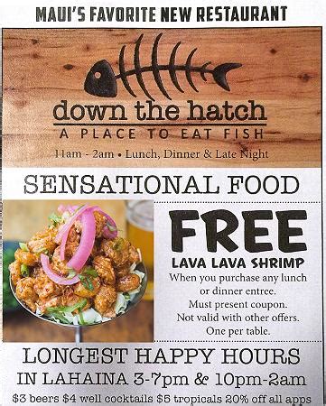 $20 OFF Down The Hatch Coupons & Promo Deals - Lahaina, HI