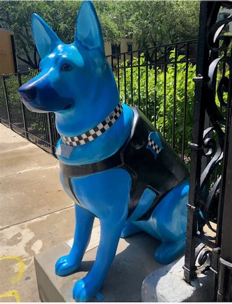 'Muddy' the blue police dog statue stolen, CPD says