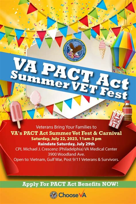 'Summer Vet Fest' and 'Pact Act' events happening today