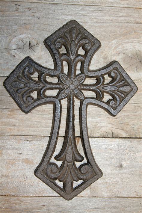 (2) Wrought Iron Wall Mounted Cross & Candle Holder …