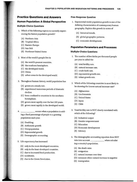 (APHG) Unit 2 Test Practice Questions PDF