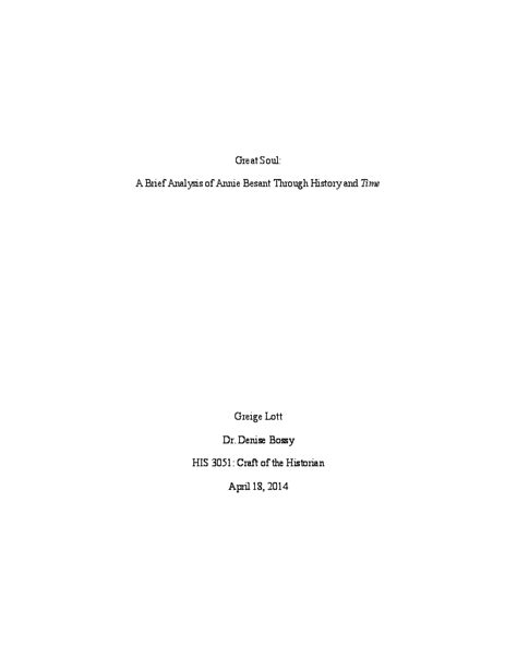 (DOC) Great Soul: A Brief Analysis of Annie Besant Through ...