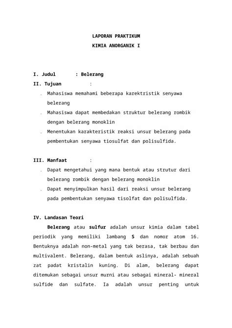 (DOC) Laporan Praktikum Kan Belerang - DOKUMEN.TIPS