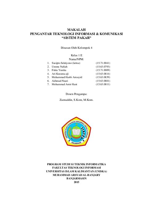 (DOC) Makalah Sistem Pakar Pengantar Teknologi - Academia.edu