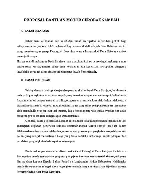 (DOC) PROPOSAL BANTUAN MOTOR GEROBAK SAMPAH - raincitystudios.com